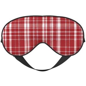 Plaid Rood en Zwart Print Zacht Oogmasker met Verstelbare Riem Slaap Schaduw Cover voor Vliegtuig Reizen Nap