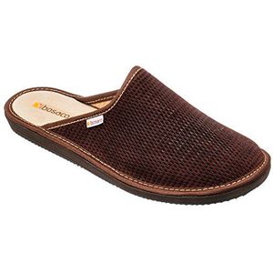Bosaco Herenslippers, pantoffels, pantoffels, memory-zool, slippers voor heren, Donkerbruin geperforeerd leer, 42 EU