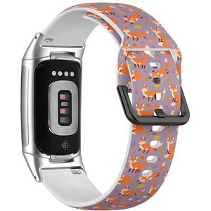 RYANUKA Zachte sportband compatibel met Fitbit Charge 5 / Fitbit Charge 6 (Foxes Autumn Fox) siliconen armbandaccessoire, Siliconen, Geen edelsteen