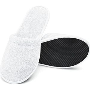 Badslippers – 1 Paar Mules Slippers in Badstof – 100% Katoen – Licht, Ademend, Antislip – Uniseks voor Douche, Hotel, Spa, Zwembad, Reizen - Wit, 38-42, WH-1