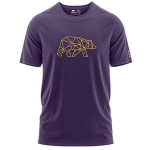 FORSBERG Finnson T-shirt met stijlvol beer-borstlogo, ronde hals, voor heren, in vier verschillende kleurencombinaties, paars/geel, M