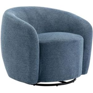 Vente-unique - Draaifauteuil van blauwe stof met textuur VEREIDE