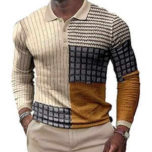 kewing Mannen Lange Mouw Revers Polo Lange Mouw Top Casual Mode 3D Digitale Afdrukken Lange Mouw Top, 2e, 5XL