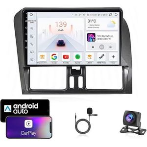 9 Inch Autoradio Compatibel voor Volvo XC60 2008-2017 met GPS Navigatie CarPlay Android Auto Acht-Core 4G Bluetooth WiFi MirrorLink Stuurwiel Afstandsbediening(T5 8 Core 4G+Wifi 6G+128G)