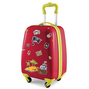 Hauptstadtkoffer - Kinderbagage, kinderkoffer, harde koffer, boordbagage voor kinderen, ABS/PC,, rood + sticker piraten, kinderbagage