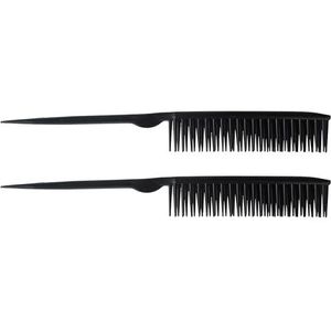 Amelia Beauty Products 3 rijen styler borstel, 20,3 cm | Haarstylingkam | Reistaarborstel voor vrouwen | Rattenstaartkam voor ontwarren (zwart)