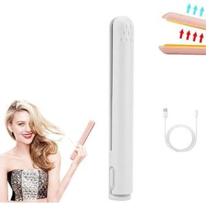 Mini Dual-purpose Krultang, Keramische Stijltang 2 in 1, Reis USB Oplaadbare Krultang voor Vrouwen Kort Haar, Alle Haartypes (Wit)