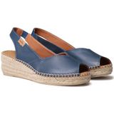 Espadrille - Peep Toe - Glad Leer - Effen Kleuren - Jute Sleehak