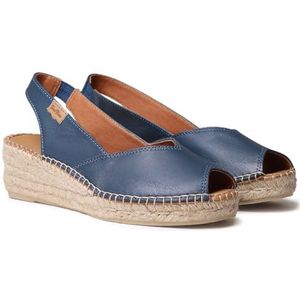 Espadrille - Peep Toe - Glad Leer - Effen Kleuren - Jute Sleehak