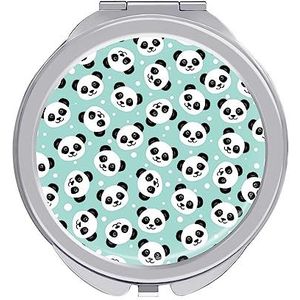 Leuke Panda Compacte Spiegel Ronde Zak Make-up Spiegel Dubbelzijdige Vergroting Opvouwbare Draagbare Handspiegel