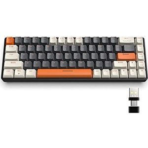 YINDIAO K68 60% Draadloos Mechanisch Gamingtoetsenbord,Bluetooth 5.0/2.4Ghz Compact 68 Toetsen Mini Toetsenbord met Dual Mode Ontvanger,Hot Swappable,Energiebesparing,Rode Schakelaar (Milkshake)