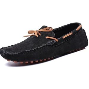 Loafers for heren Ronde neus Suède Vamp Rijden Loafers Bootschoenen Lichtgewicht Antislip Antislip Modieuze instappers (Color : Black, Size : 44.5 EU)