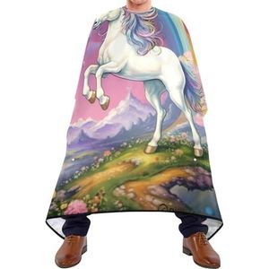 Rainbow Garden Uni-Corn Barbercape Professionele kappersjurk, wasbaar, kapperscape voor het verven van kledingbescherming, woonkameraccessoires, 140 x 168 cm