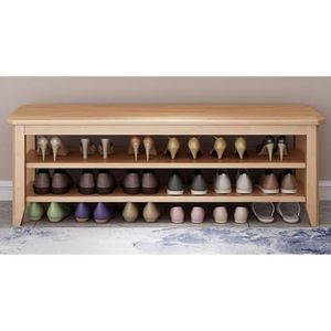 Schoenenrek Schoenenkast 3-Laags Entree Massief Houten Schoenenrekken Gereedschapsopslag Multifunctionele Zittafel Schoenenopberger Schoenenrek,Wood,100cm