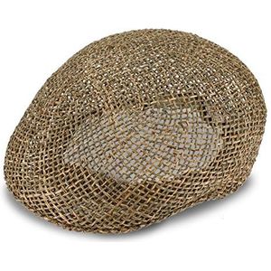 fiebig stro flatcap voor dames & heren | zomerkap gemaakt van 100% stro | schildkap met binnenband gemaakt in Italië | natuurlijke strokap voor de lente & de zomer in vele maten (57-M)