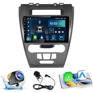 Android 14.0 2 Din Autoradio 9"" Touchscreen Auto Stereo voor Ford Fusion Mondeo Mustang 2009-2012 met Draadloze Carplay Android Auto GPS navigatie AHD Omgekeerd beeld Stuurwielbediening(S-6(8G+128G))