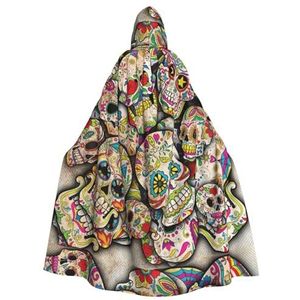 WURTON Skull Print Hooded Mantel Unisex Volwassen Mantel Halloween Kerst Hooded Cape Voor Vrouwen Mannen