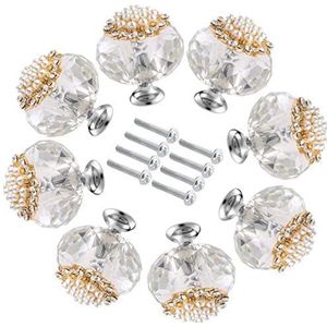 Kristallen glazen deurknoppen,kristallen deurknopp 8 stuks kristalglas lade handgrepen knoppen, 40 mm diamanten kristallen knoppen for keukendeur kast kledingkast lade meubeldecoratie (kleur: parel) (