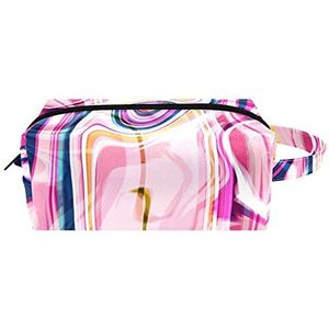 Opknoping cosmetische tas, aquarel groene bladeren kruiden boeket waterbestendig toilettas voor vrouwen heren meisjes kinderen, Draagbare lederen make-up kleine tas, Multi kleuren 02, 8.2x3.1x3.5 in/21x8x9 cm,