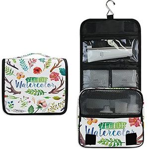 Bladeren takken bloem kleurrijke opknoping opvouwbare toiletpot cosmetische make-up tas reizen kit organizer opslag waszakken case voor vrouwen meisjes badkamer