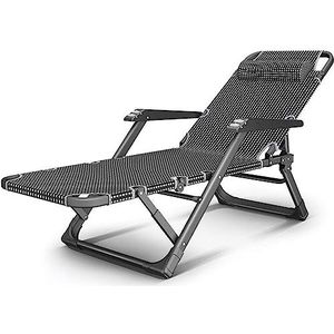 GEIRONV Zero Gravity fauteuil, kantoor lunchpauze dutje zomer thuis strand draagbare balkon vrije tijd stoel opklapbare lounge stoel Fauteuils (Color : Black, Size : 178x67x25cm)