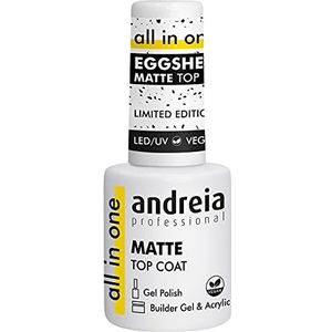 Andreia Professional Gelnagellak, mat, eierschaaleffect, met zwarte insluitsels, anti-glans, matte afwerking, ideaal als basis en toplaag, 10,5 ml