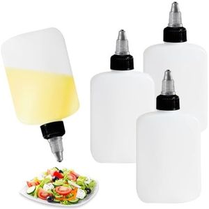 Ketchup dispenser, knijpfles, 250 ml, oliefles, plastic sausfles met kant, herbruikbare knijpflessen voor het bakken, ketchup, scherpe sauzen, olijfolie, sausfles, 3 stuks
