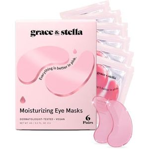 Grace & Stella bekroonde oogmaskers (Roze, 6 paar) verminderen donkere kringen, gezwollen ogen, wallen, zakken onder de ogen en rimpels.