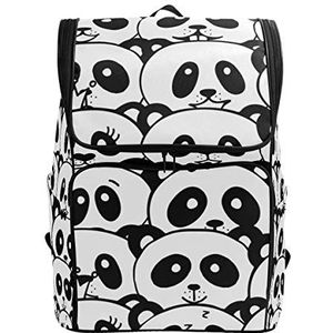 Jeansame Rugzak School Tas Laptop Reizen Tassen Vintage Leuke Zwart Wit Panda's voor Kid Jongen Meisje Vrouwen Mannen