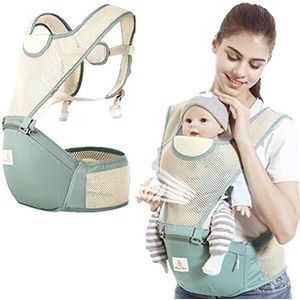 Baby Carrier 360 ° Ademend Mesh Baby Peuters Ergonomische Hipseat Baby Draagtas met Schouderriem, Baby Taille Kruk Seat voor Baby (Kleur: Blauw)
