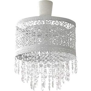 Grafelstein Hanglampenkap, Marrakech, wit, lampenkap van metaal met kristallen, Ø 33,5 cm, incl. aansluitkabel