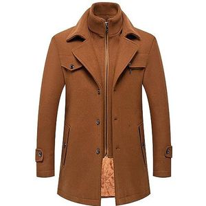 Wollen Erwtenjas for Heren Winddichte Warme Jas Winter Thermische Overjas Met Afneembare Kraag (Color : Camel, Size : Men-M)