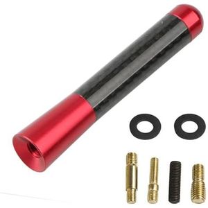 Audio- & videoantennes voor auto 3,5 cm/8 cm/12 cm universele korte autoradioantenne koolstofvezel zwarte dakantenne FM/AM metalen ontvangstantennes Autoradio Antenne(Red,8cm)