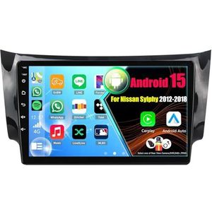 Android 15 Autoradio Voor Nissan Sylphy 2012-2018 met Draadloze Carplay Android Auto, 9 Inch Autoscherm Soporta Bluetooth WIFI GPS FM/RDS(B,8Core(8+256GB))