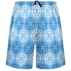 LI ZHI XIN Herenpyjamabroek, korte pyjamabroek, zomer casual shorts, elastische tailleband met trekkoord, rechte losse pasvorm met 2 zakken, S-XXL blauw rond patroon, Meerkleurig, S