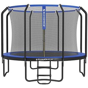 SONGMICS Trampoline 305 cm, ronde tuintrampoline met veiligheidsnet en ladder, gewatteerd frame, voor kinderen en volwassenen, donkerblauw STR103Q01