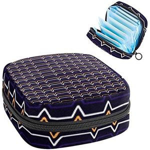 Maandverband Opbergtas,Draagbare maandverband Opbergzak,Halloween Oranje & Wit Streep Patroon-01, Meerkleurig, 4.7x6.6x6.6 in/12x17x17 cm