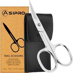 ASIPRO Nagelschaar Gebogen met Etui, Roestvrijstalen Nagelschaartjes, Nail Scissors Professionele, Vingernagelschaar en Nagelschaar Tenen, Extra Fijn Manicure Pedicure Schaar voor Man en Vrouw