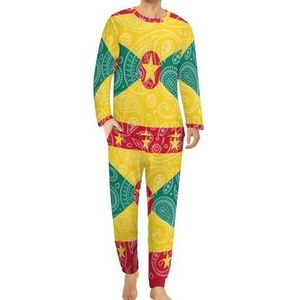 Paisley Grenada vlag heren pyjama set lounge wear lange mouwen top en broekje 2-delig nachtkleding