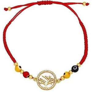 Armbanden Geluk Rode Draad Ketting Boze Oog Armbanden for Vrouwen Zirkoon Levensboom Armbanden Gouden Sieraden (Color : Red)
