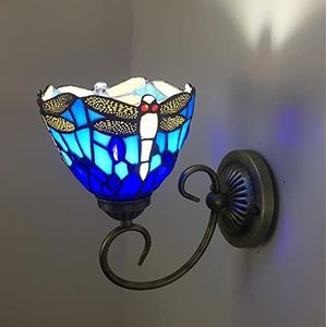 Tiffany -Stijl Muurlichtwandwand Lample Lample Oranje Libelwandwandmuurlicht Met 6 Inch Vaste Verlichting Voor Lounge Corridor