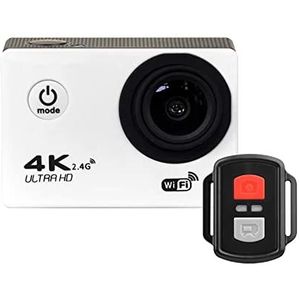 Actiecamera, Sports Camera Ultra HD 4K WiFi Remote Control Sports Camera 170D waterdichte sport DV Helmcamera(White)