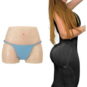 Adima Siliconen heupverbeteraar broek verbergen gaff boxer briefs met katheter nep vagina butt lifter shorts voor crossdresser,Tan color,Basic