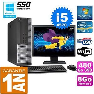 Dell PC 7020 SFF Core I5-4570 RAM 8 GB harde schijf 480 GB SSD WiFi W7 display 27 inch (67 cm) (gereviseerd)