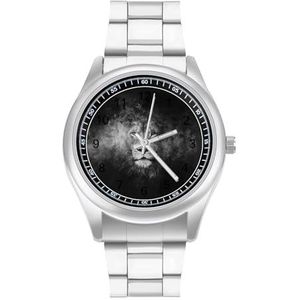 Cool Black Lion Heren Roestvrij Staal Horloges Quartz Horloge Gemakkelijk te Lezen Custom Gift voor Papa Vriend