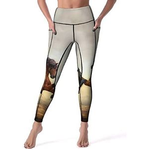 Nobel Horse Yogabroek voor dames, hoge taille, buikcontrole, workout, hardlopen, leggings, XL