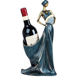 Wijnrek Flessenrek Thuis Opslag Wijnrekken Creatieve Wijn Houder Schoonheid Modellering Hars Wijnrek Ambachten Gift Wijnstandaard (Color : Blue, Size : 18 * 14 * 36cm)