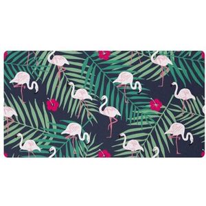 VAPOKF Flamingo palmbladeren patroon keukenmat, antislip wasbaar vloertapijt, absorberende keukenmatten loper tapijten voor keuken, hal, wasruimte
