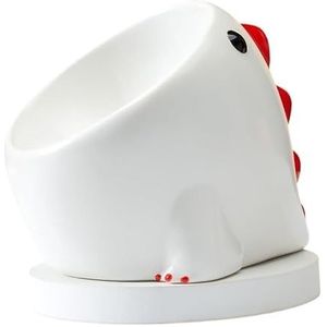 Gepersonaliseerde kattenbak for natvoer Grappige koffiekommen, keramische verhoogde hoog verhoogde water gekantelde puppy schattig (Color : WHITE)