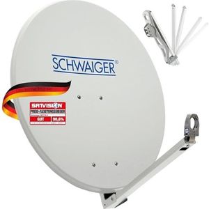 SCHWAIGER -227- Satellietschotel | 75 cm | Sat-antenne | met LNB-steunarm en masthouder | geïntegreerde kabelgeleiding | aluminium satellietschotel | 74,5 x 84,5 cm | antraciet